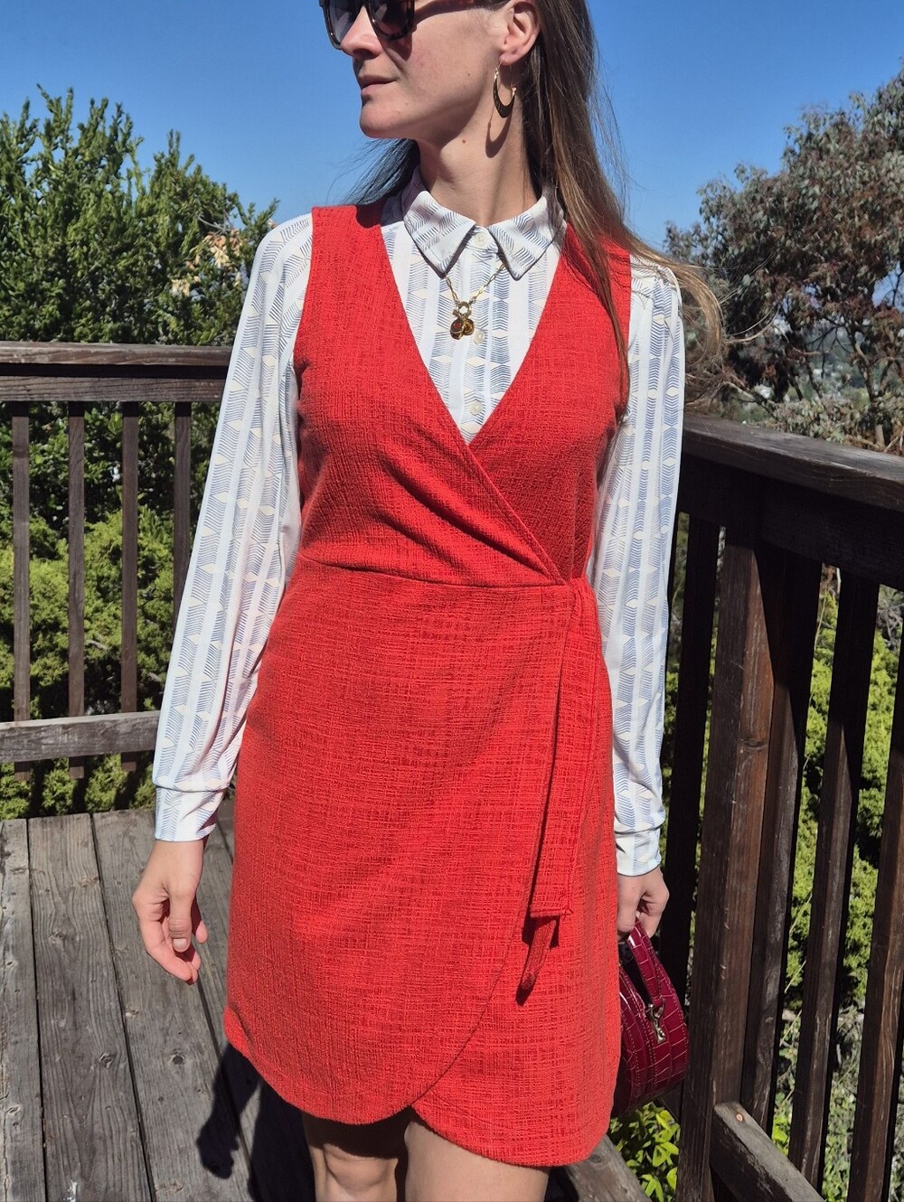 Madewell Texture & Thread Red Wrap Mini Dress